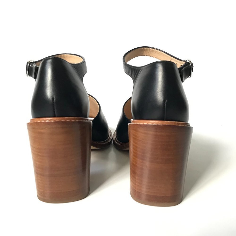 Gabriela Hearst Beau Sandals Shoes Womens 41.5 Black Leather Block Heel Buckle - Picture 9 of 14